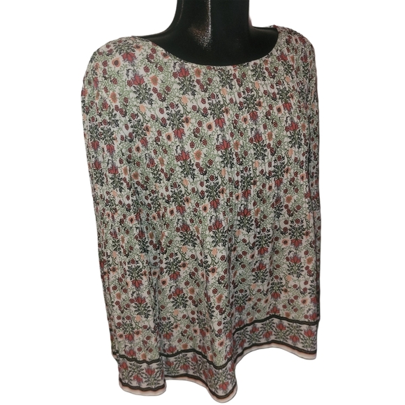 Max Studio Floral Print Bell Sleeve Blouse M - Picture 3 of 8
